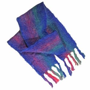 ST ALBANS Blue Teal Purple Mohair Scarf 72"L Australia EUC